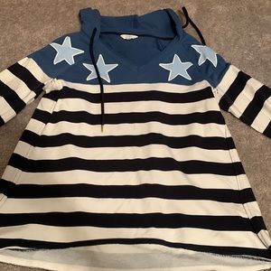 Crown and Ivy Hooded Long-sleeve Sweatshirt Striped